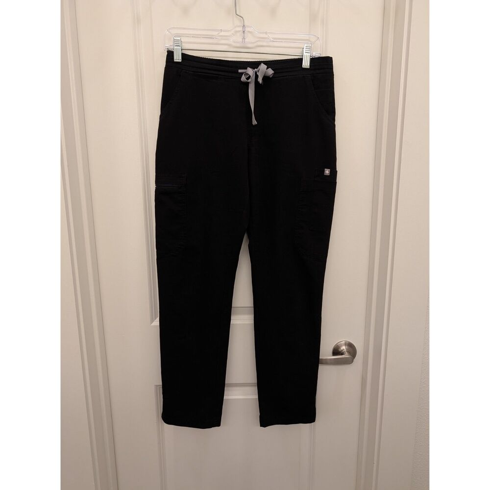 FIGS Technical Collection Yola Scrub Pants XS Black Slim Straight Leg Pockets
